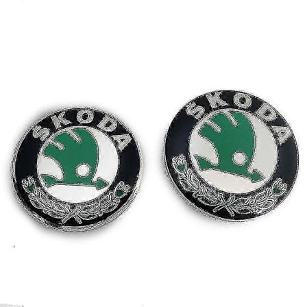 Bil Emblem 2 stk. Til Skoda Modeller 90mm 80mm Emblem Motorhjelm Og Bagklap - God kvalitet