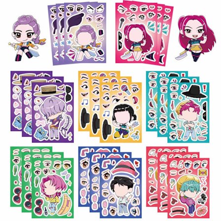 Kpop Demon Hunters Puzzle Stickers - DIY Jigsaw Spil til børn, uddannelsesgave, 8/16 ark