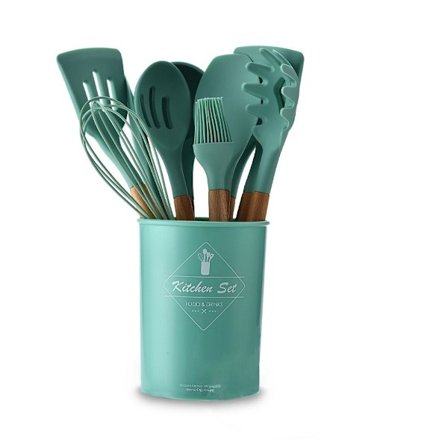 11 STK Kjøkkenutstyr Sett Kokeutstyr GRØNN