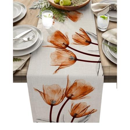 Blue Tulip Bordslöpare för matbord Köksinredning Anti-fläckar Matbordsduk Rektangulär matbordslöpare 150-33cm 59-13inch 04