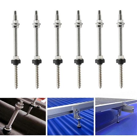 25cm Solcellsbultar Solpanel Takmonteringsskruvar M10 Solcells PV Panel Monteringsfäste för Fixering av Solpanel 6st
