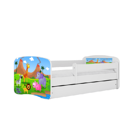 Kocot Kids Barnsäng - Babydreams Vit - Safari Med Låda Och Madrass 180x80 Cm - Litenleker