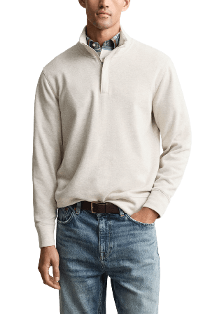 GANT Sacker Rib sweatshirt med half-zip Tröjor Herr Beige S