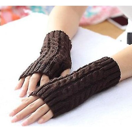 Stilful Håndvarmere Vinter Handsker Arm Hæklet Strikning Kunstig Uld Vanter Varme Fingerløse Handsker Twist Mønster Kvinder Handsker