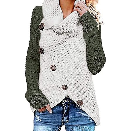 Vintervarm Asymmetrisk Kant Cardigan Høj Hals Kvinder