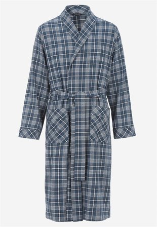 Cellbes of Sweden - Rutete morgenkåpe i flanell i blå / rutete for menn i størrelse XL/XXL