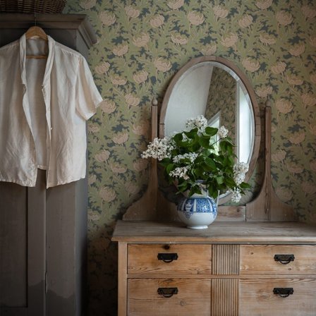 Duro Sigrid 519-04 Tapet Gammelsvenska Klassiker 1850-1950 Rosagrön, Färg & tapeter