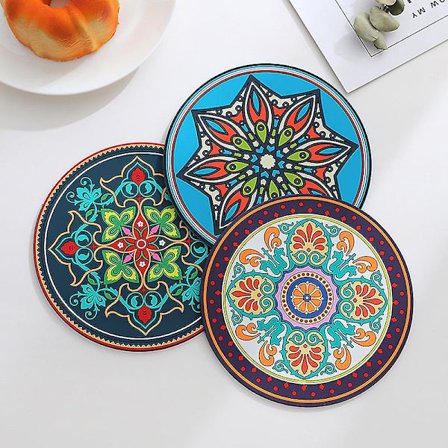 Silikonunderlägg för varma grytor och stekpannor, grytunderlägg för kök värmebeständiga (set om 6, vintage etnisk blommig)