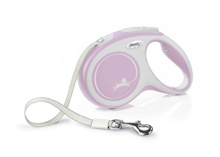 Flexi - Flexi New Comfort Koppel Med Band 5 m - Rosa - Hundkoppel