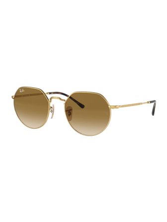 Ray Ban Unisex Sunglasses with a frame made of metal in gold and lenses made of glass in gradient blue