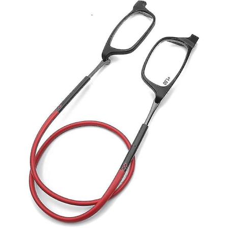 Magnetiske Hengende Halsbriller Bærbare Sammenleggbare Tr90 Lesebriller For Menn Kvinner 3.0x Black and Red