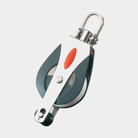 Ronstan enkelblock med swivel och hundsvott, UV-resistent acetalskiva och rostfri axel, grå färg för båt och rigg