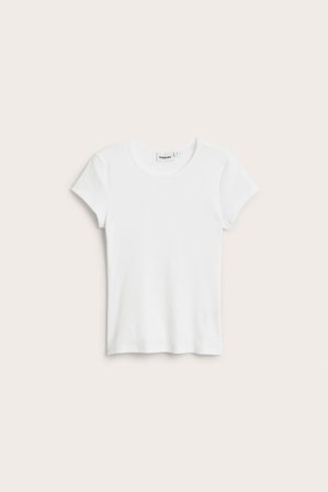 Kappahl | Ribbestrikket T-skjorte | Offwhite