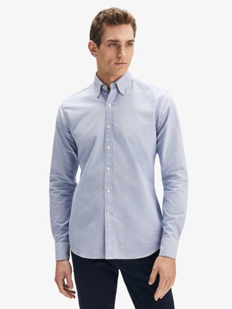 John Henric Men's Mid Blue Oxford Shirt Size 44