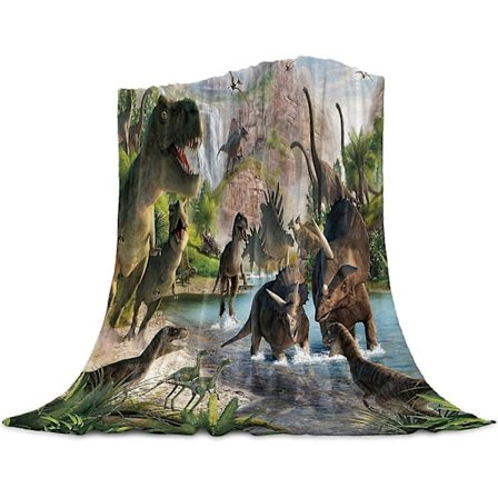 Flannel Fleece Plaider til Sofa Seng Vulkan Dinosaur Samling Blød Behagelig Letvægts Seng Plaider til Børn/Voksne/Piger/Drenge 150x200cm Dinosaur2al