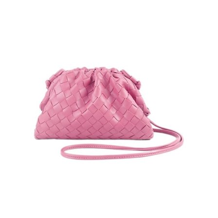Pu Woven Bag Satchel Cloud Mini Skinnveske Rosa