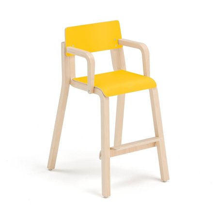 High chair DANTE, with armrests, H 500 mm, birch, yellow laminate