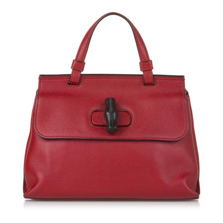 Gucci Vintage Pre-Owned Bamboo Daily Leather Satchel Rød, Dame Vintage Tasker, Størrelse: ONE Size