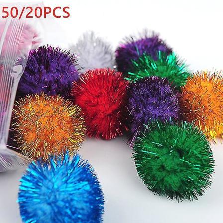 50 stk 3,5 cm Metalltråd Fjær Pom Pom Katt Leke Fargerik