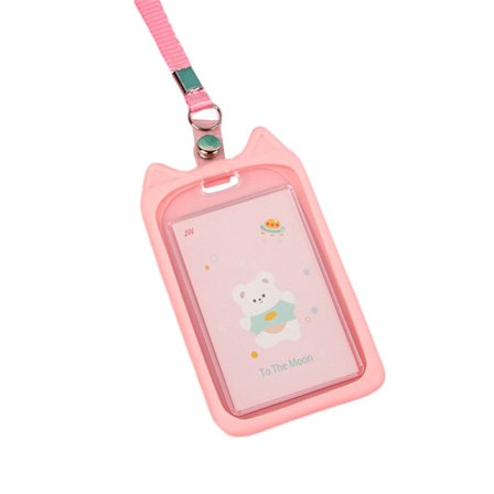 Silikonholder for katteøremerke med snor for kvinner Lady Girl Work Office