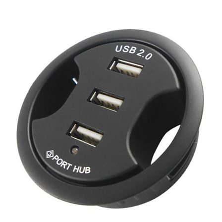 Strømadapter USB-hub med 3,5 mm mikrofonhodetelefonkontakt USB 2.0-hub for bærbar PC