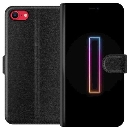 Kompatibel Tegnebogsetui til Apple Apple iPhone SE (2022) Minimalistisk neonbogstav I i regnbuefarver mod mørk baggrund