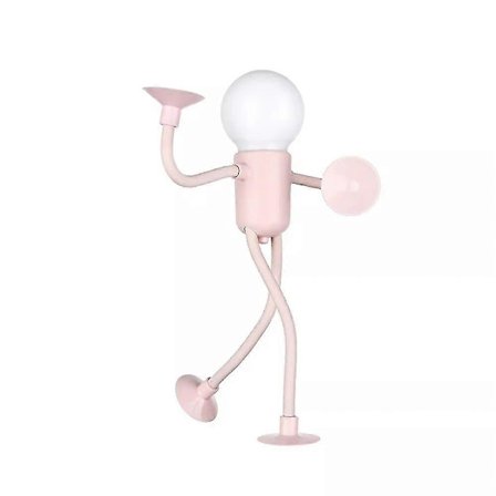 Formbar Morsom Sportsmann Nattlys Knapp Batteri Bordlampe Allsidig Mini Lampe Kreativt Ornament Vakuum Adsorpsjon 26-27s[D]