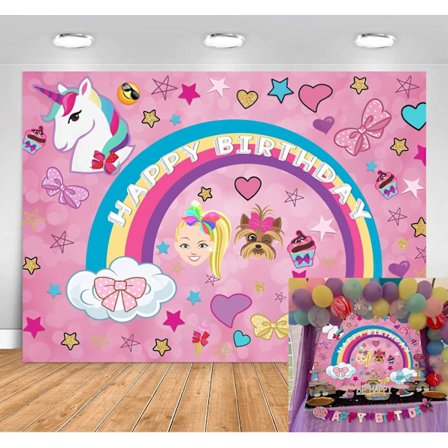 Pink Rainbow Unicorn Fødselsdag Baggrund til Sød Happy Dream Crazy Big Fødselsdag Baggrund Farverig Glitter Bokeh Hvalp Fødselsdagsfest Dekoration 