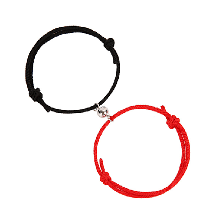 1 Par Magnetarmband För Par Ömsesidig Attraktion Matchande Armband (Svart Och Röd)