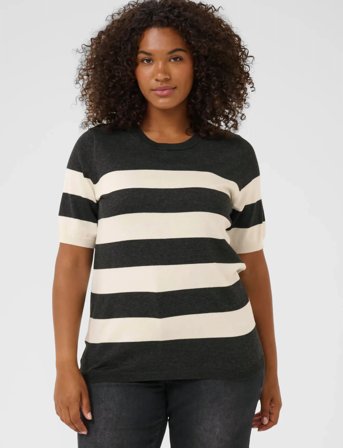 Kaffe Curve Kclizzy Striped Pullover - Black - XL