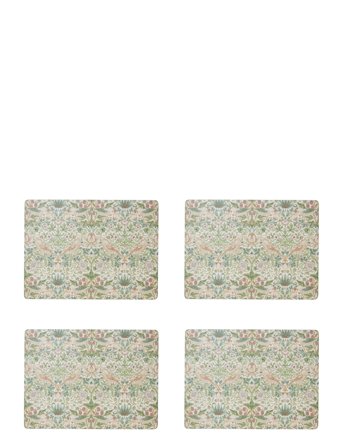 Morris & Co Strawberry Thief Large Placemats - Set Of 4 - Green - 30.5X23CM