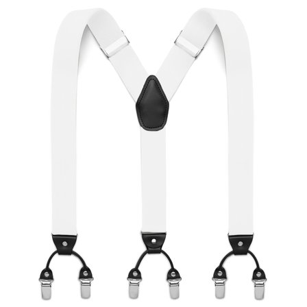 Szerokie białe szelki na klipsy dla mężczyzn - Szelki na klipsy
