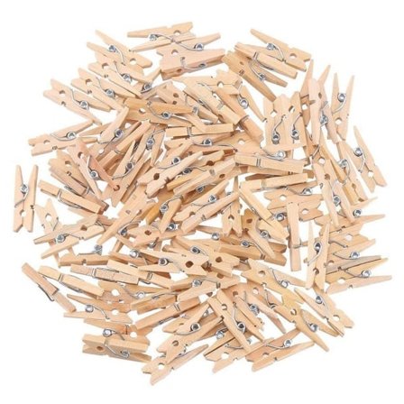100-pak - Mini Tøjklemmer Træ - (2,5 cm) Træ