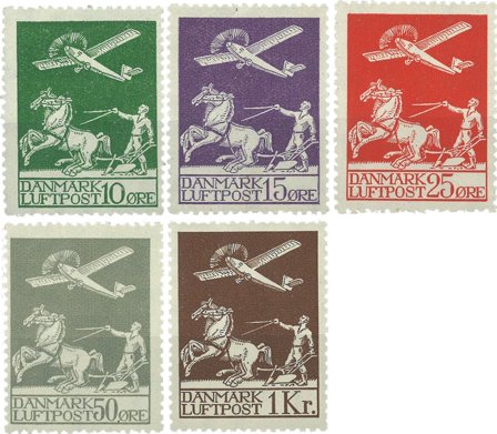 Danmark 1925-1929 - AFA 144-146+181-182 - Postfrisk