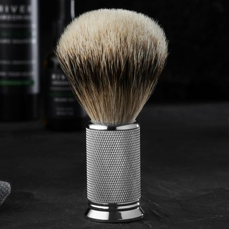 Brocha de afeitar de acero y de tejón punta de plata para hombres - Brochas de afeitar
