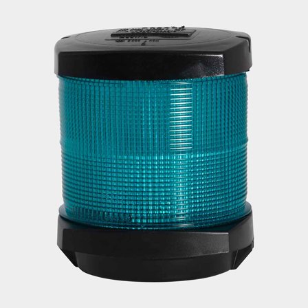 Farol de señalización para montaje superior Hella 2984, 25 W, 12 V, 360°, plástico negro resistente a UV, 108 x 107 x 90 mm, verde, para barcos <20 
