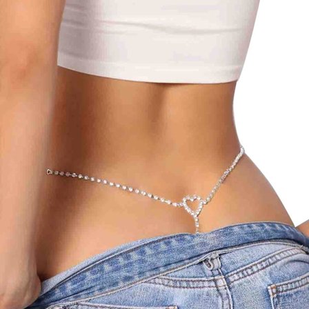 Rhinestone Hjärt Midja Kroppskedja Smycken Hjärta Kristall Trosa G Str