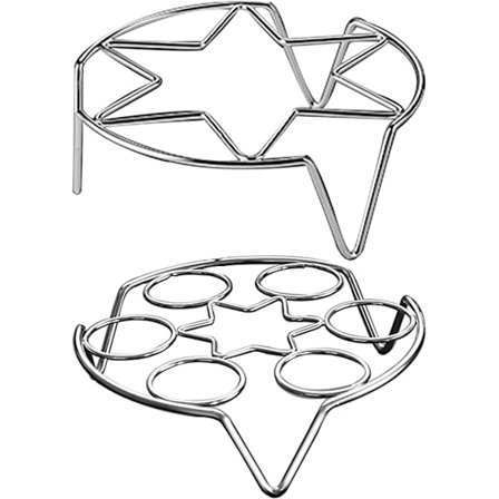 Sæt med 2 runde dampstativer, 304 rustfrit stål, indsatser til madlavning