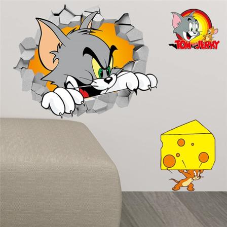 Levende tegneserie Tom Cat 3D hullveggklistremerker klistremerker Barn soverom barnehage dekorasjon veggklistremerker klistremerker - -