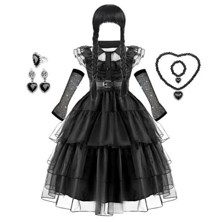 Onsdagskostyme for jenter Addam-kjole for Halloween Cosplay-kostyme 130