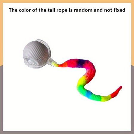 1 Automatisk rullende katteballleke med LED-lys, fargerik hale, USB-oppladbar, bittbestandig, passer alle kattestørrelser - Innendørs interaktiv G[D]