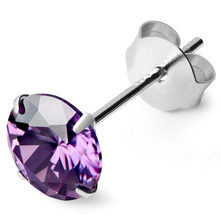 Clou d'oreille à zircone violette claire - 6 mm pour hommes - Clous d'oreille