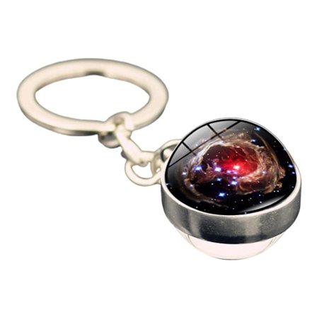 Metal nøglering vedhæng Dobbeltsidet glas kugle Unik holdbar enkel langvarig Bedste gave