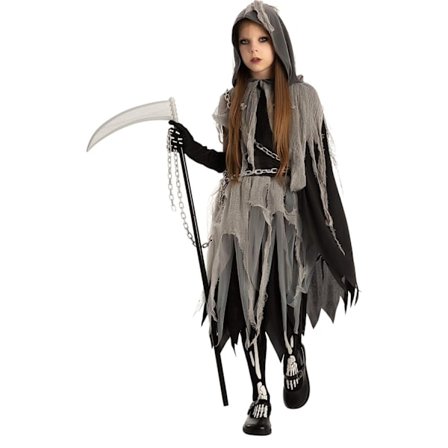 Spooktacular Creations Grim Reaper-dräkt för flickor med handskar och tights som lyser i mörkret, läskig Halloween-dräkt