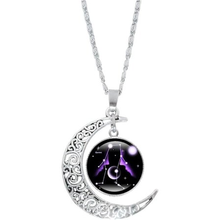 12 Konstellationer Måne Halskæde Astrologi Halskæde Galaxy & Halvmåne Glasperle Vedhæng Halskæde, Sterling Sølv Smykker Halskæde, Ideelle Smykker