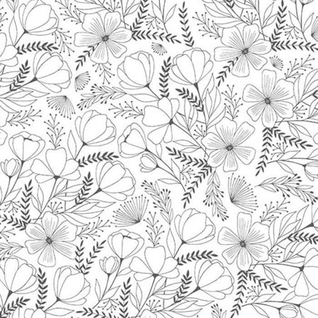 Japanskt svartvitt pergamentpapper 90 g/m² - 30 x 30 cm - Blommor