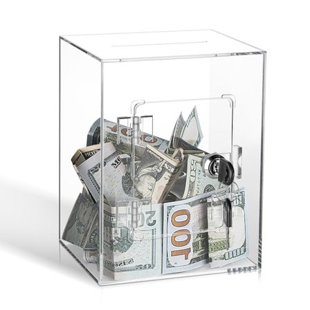 Gjennomsiktig akryl sparegris for voksne og barn, stor og solid sparebøsse