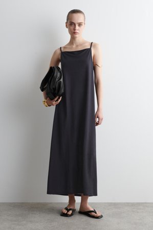 COS Women's Square Neck Strappy Jersey Dress in Blue