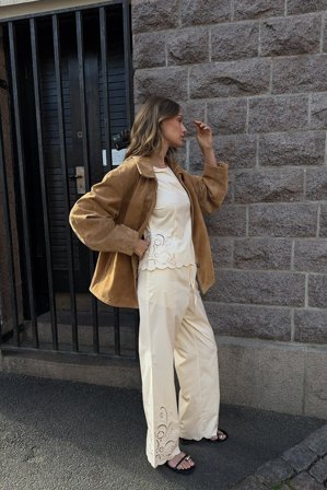 Claire Rose x NA-KD Topp med broderi - Sommarset - Naturvit - EU 36