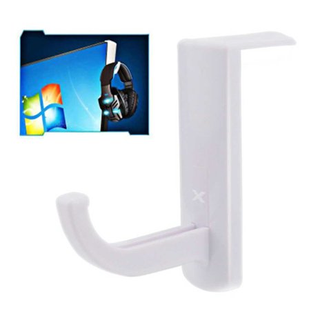 Selvmontering av hodetelefonholder for montering på dataskjermhvit